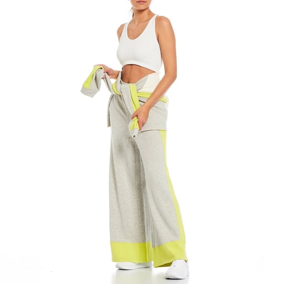 Free People Pants - Free People Movement Split Second Pants Wide Legs Heather Grey Combo Sz M